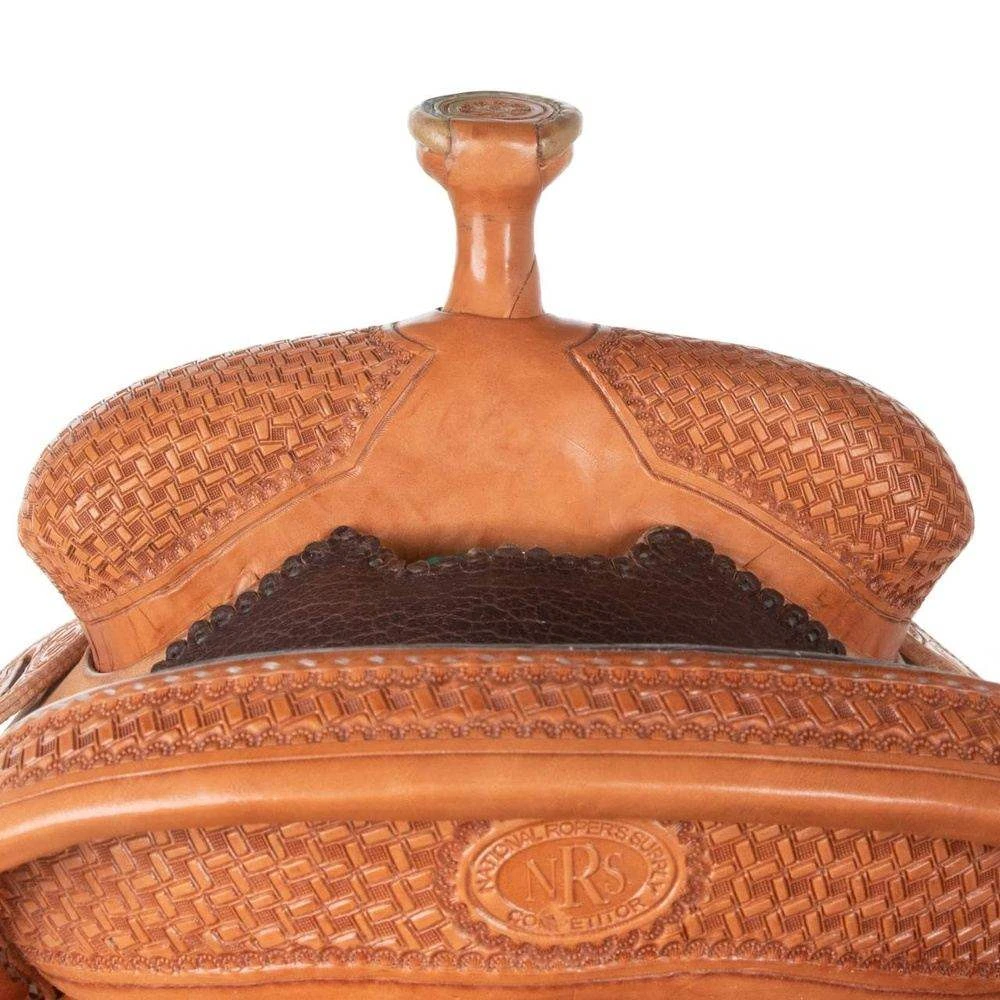 Nrs Competitors NRS 1/2 Breed Natural Windmill With Choc Bulhide Seat Team Roping Saddle 4 Nrs Competitors NRS 1/2 Breed Natural Windmill With Choc Bulhide Seat Team Roping Saddle - Image 4