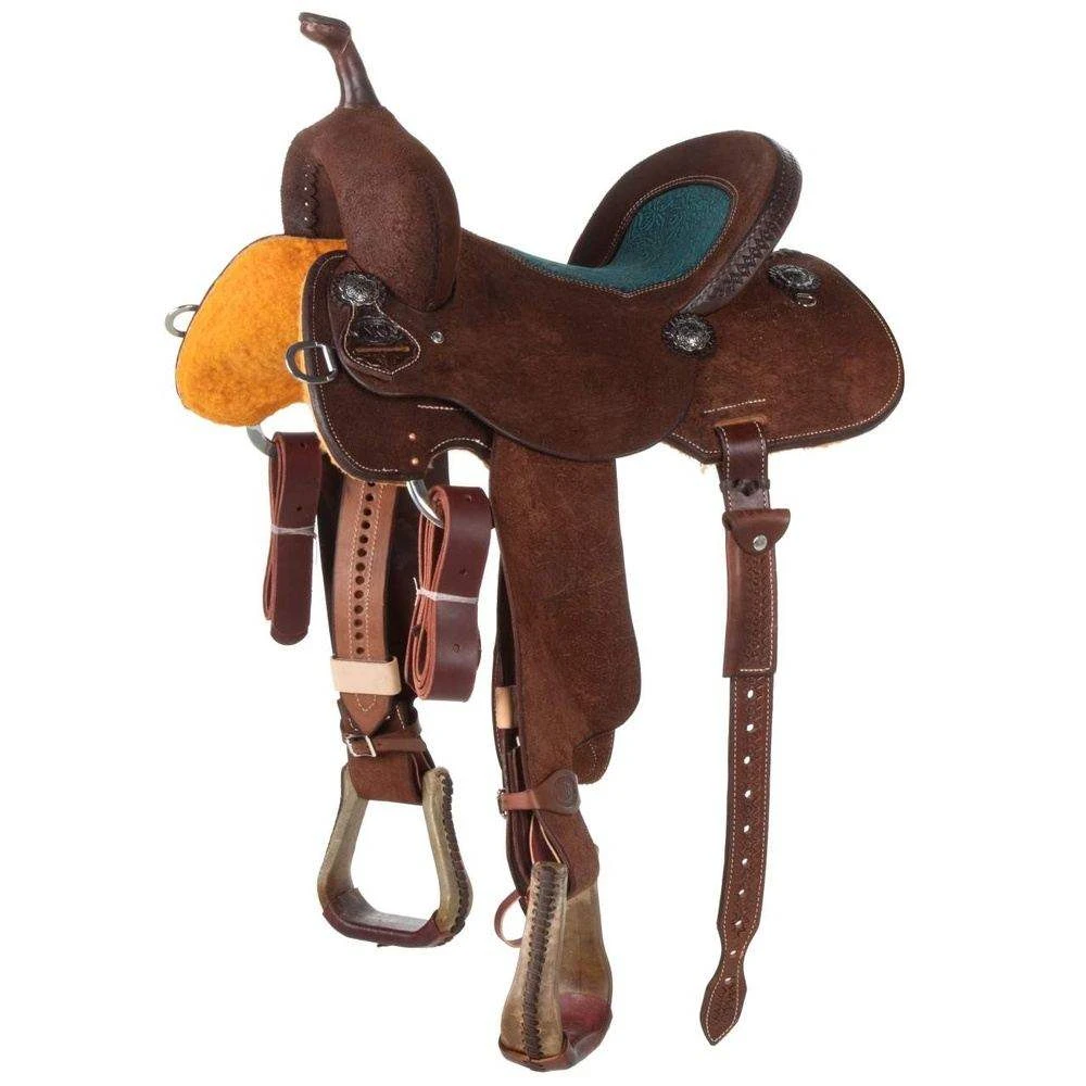 Nrs Competitors Chocolate Roughout Barrel Saddle With Inlaid Floral Turquoise Seat 2 Nrs Competitors Chocolate Roughout Barrel Saddle With Inlaid Floral Turquoise Seat - Image 2