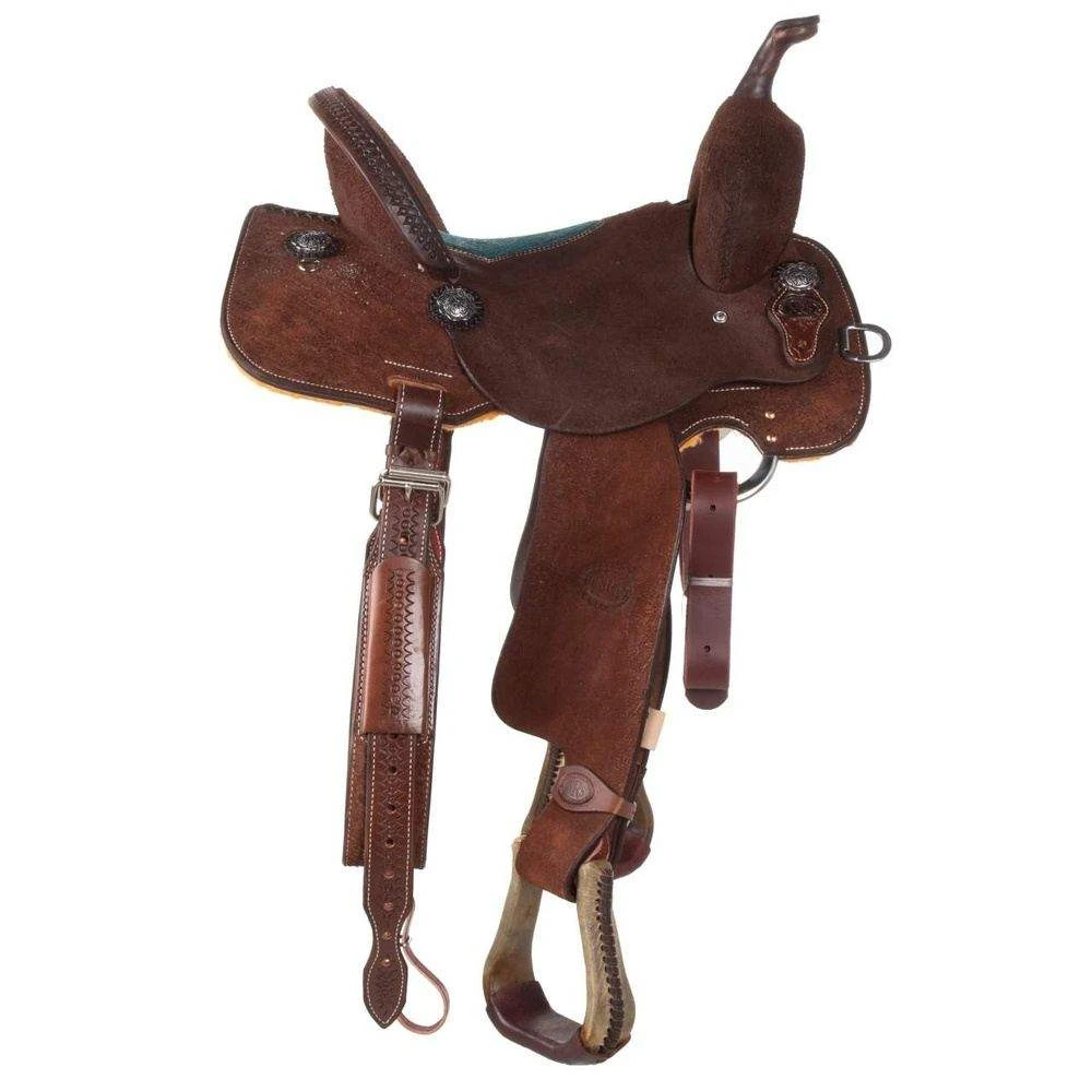 Nrs Competitors Chocolate Roughout Barrel Saddle With Inlaid Floral Turquoise Seat 3 Nrs Competitors Chocolate Roughout Barrel Saddle With Inlaid Floral Turquoise Seat - Image 3