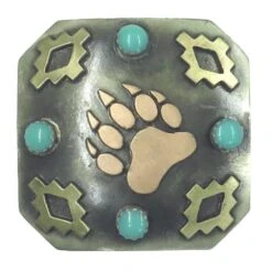 NRS Bear Paw Turquoise Stone Aztec 1 1/2 Inch Concho