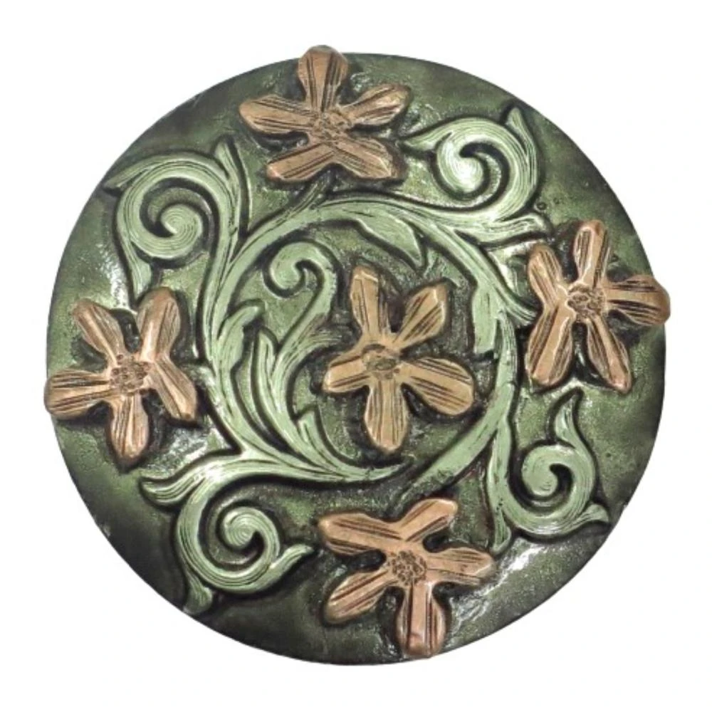 NRS Antique Silver Copper Floral Scroll 1 1/2 Inch Concho 1 NRS Antique Silver Copper Floral Scroll 1 1/2 Inch Concho