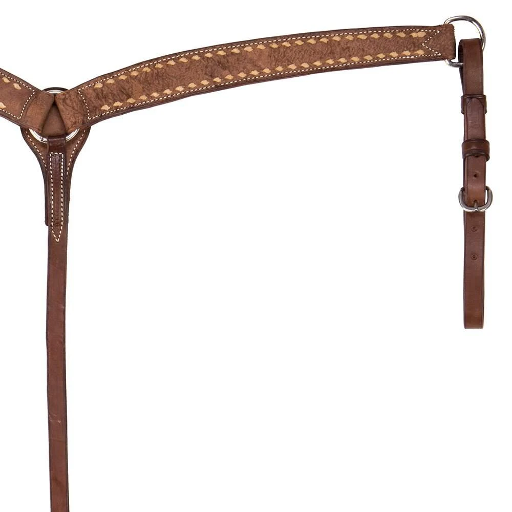 NRS 1-3/4in Tan Buckstitch Chocolate Rough Out Breast Collar 1 NRS 1-3/4in Tan Buckstitch Chocolate Rough Out Breast Collar