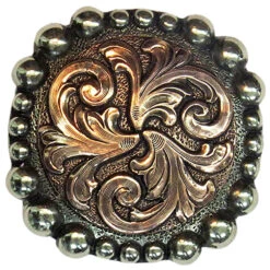 NRS Silver Copper Scroll Dot Saddle Concho Set