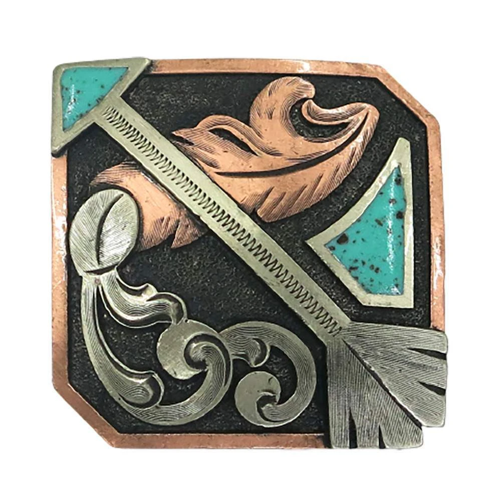 NRS Turquoise Arrow Square Saddle Concho Set 1 NRS Turquoise Arrow Square Saddle Concho Set