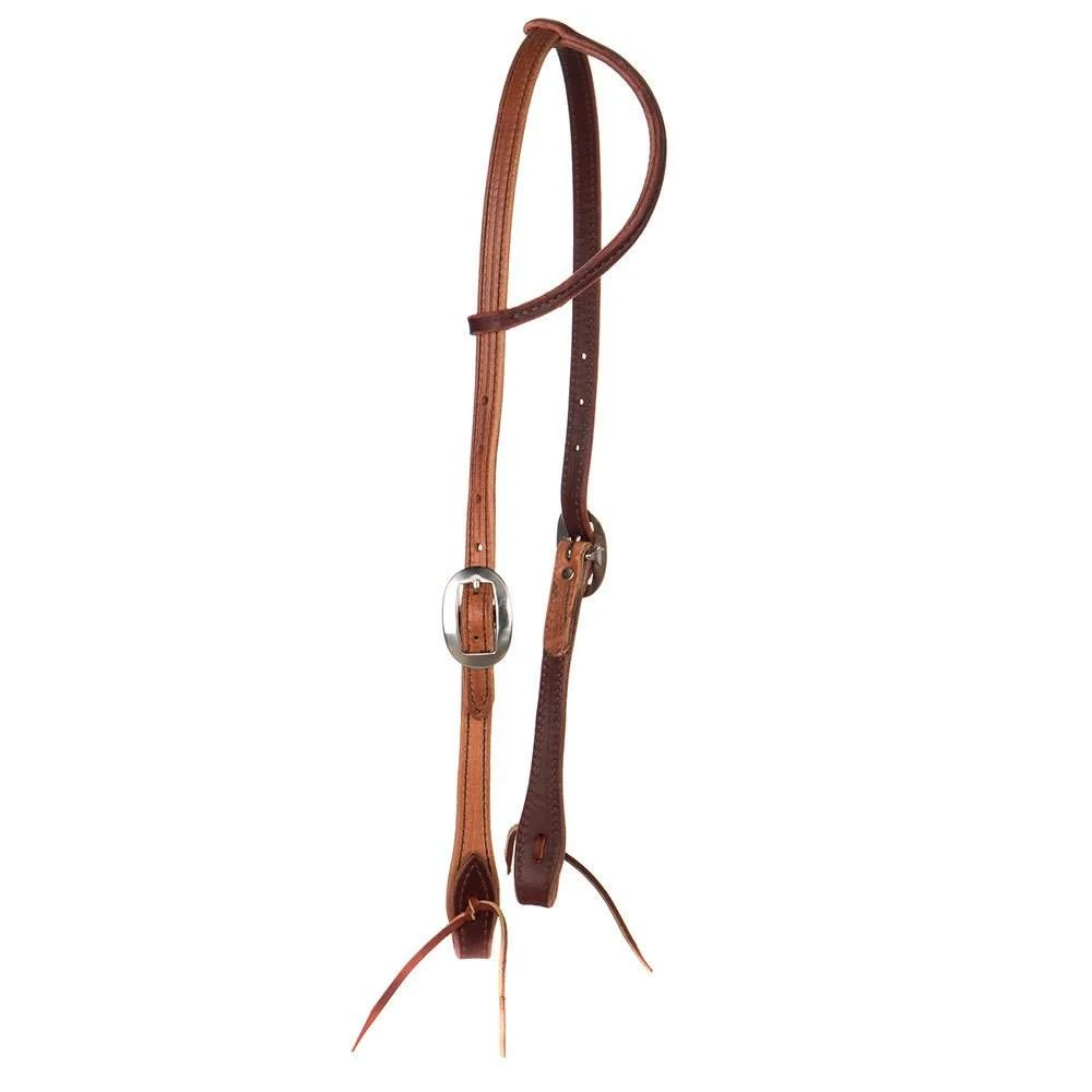 NRS Tack Two Tone Latigo Lined Single Ear Headstall With Brown Stitching 1 NRS Tack Two Tone Latigo Lined Single Ear Headstall With Brown Stitching