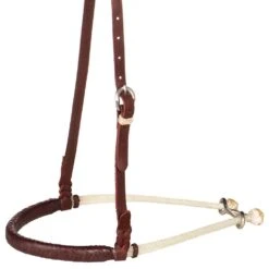 NRS Brown Leather Braided Double Rope Noseband