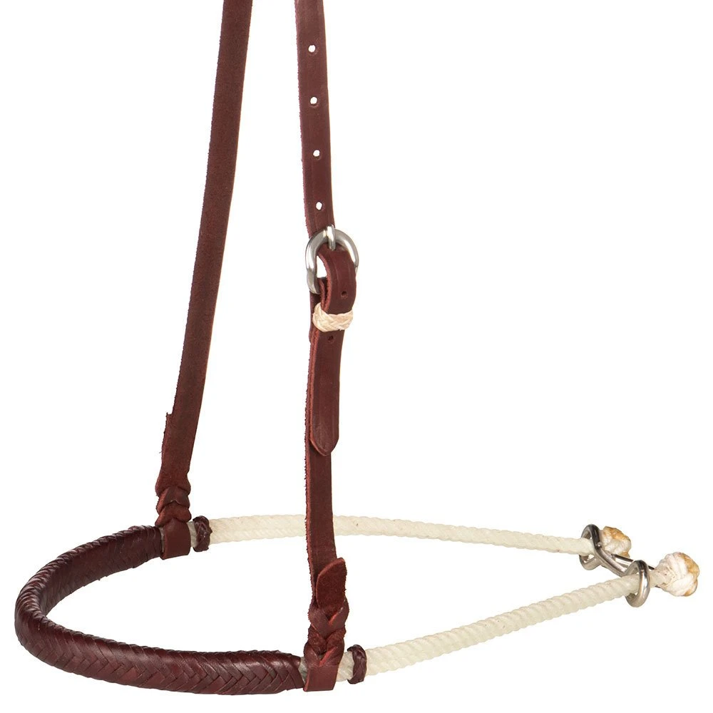 NRS Brown Leather Braided Double Rope Noseband 1 NRS Brown Leather Braided Double Rope Noseband