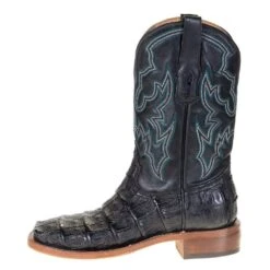 Men's Corral Rodeo Performance Black Caiman 12in. Black Embroidery Top Sq Toe -Nrs A4056 2
