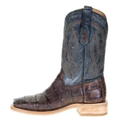 Men's Corral Rodeo Performance Chocolate Caiman 12in. Blue Embroidery Top Square Toe -Nrs A4057 2
