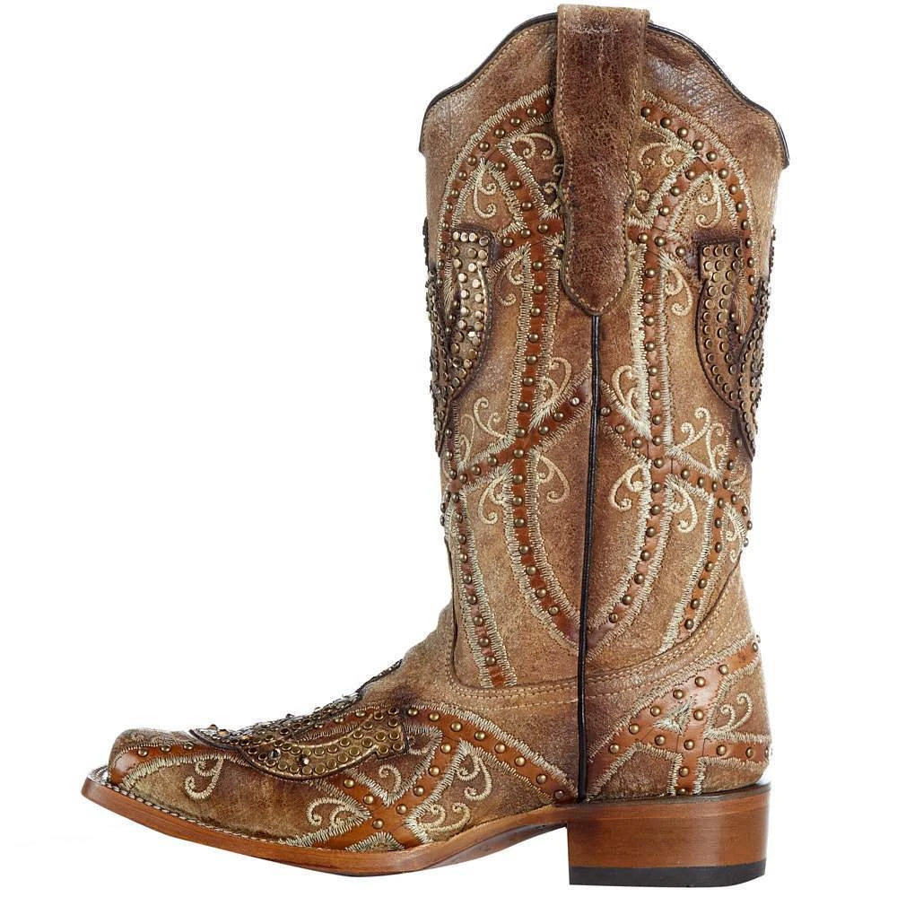 Nrs Footwear Womens Corral Brown Horse Shoe Overlay Boot 3 Nrs Footwear Womens Corral Brown Horse Shoe Overlay Boot - Image 3