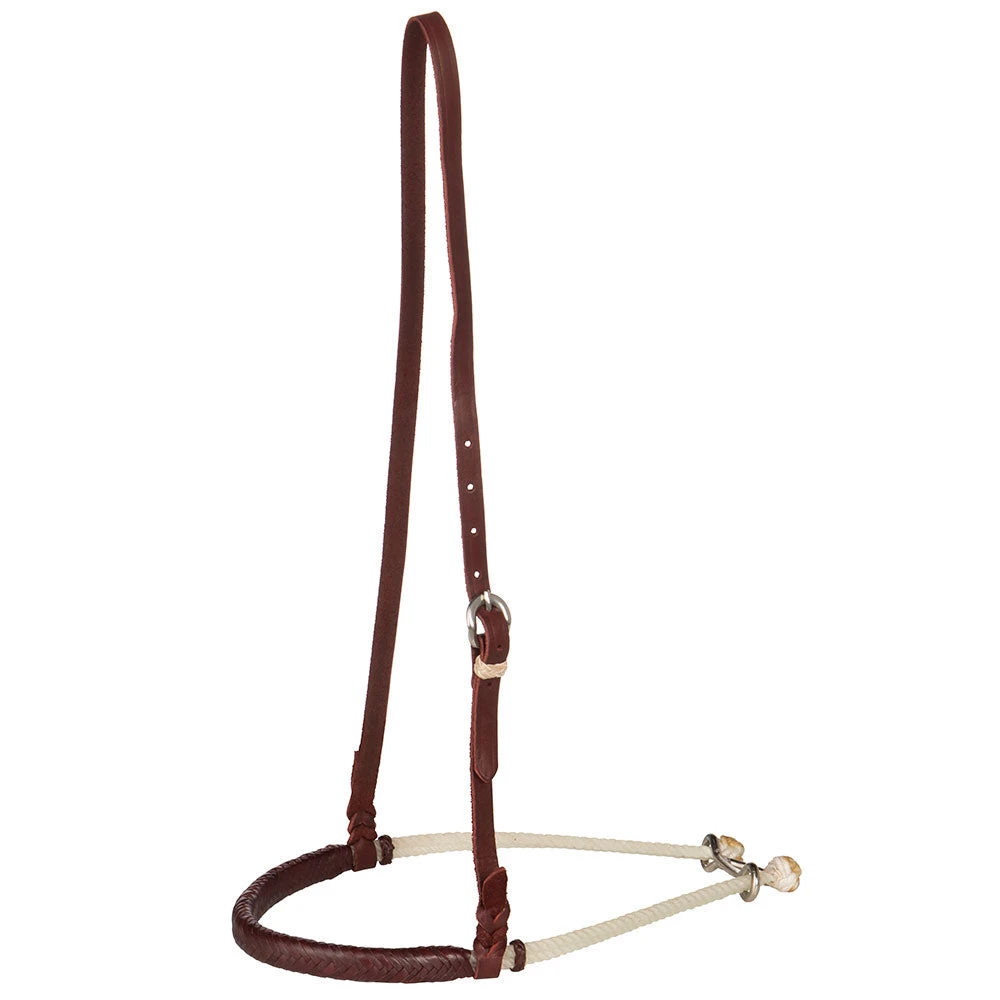 NRS Brown Leather Braided Double Rope Noseband 2 NRS Brown Leather Braided Double Rope Noseband - Image 2