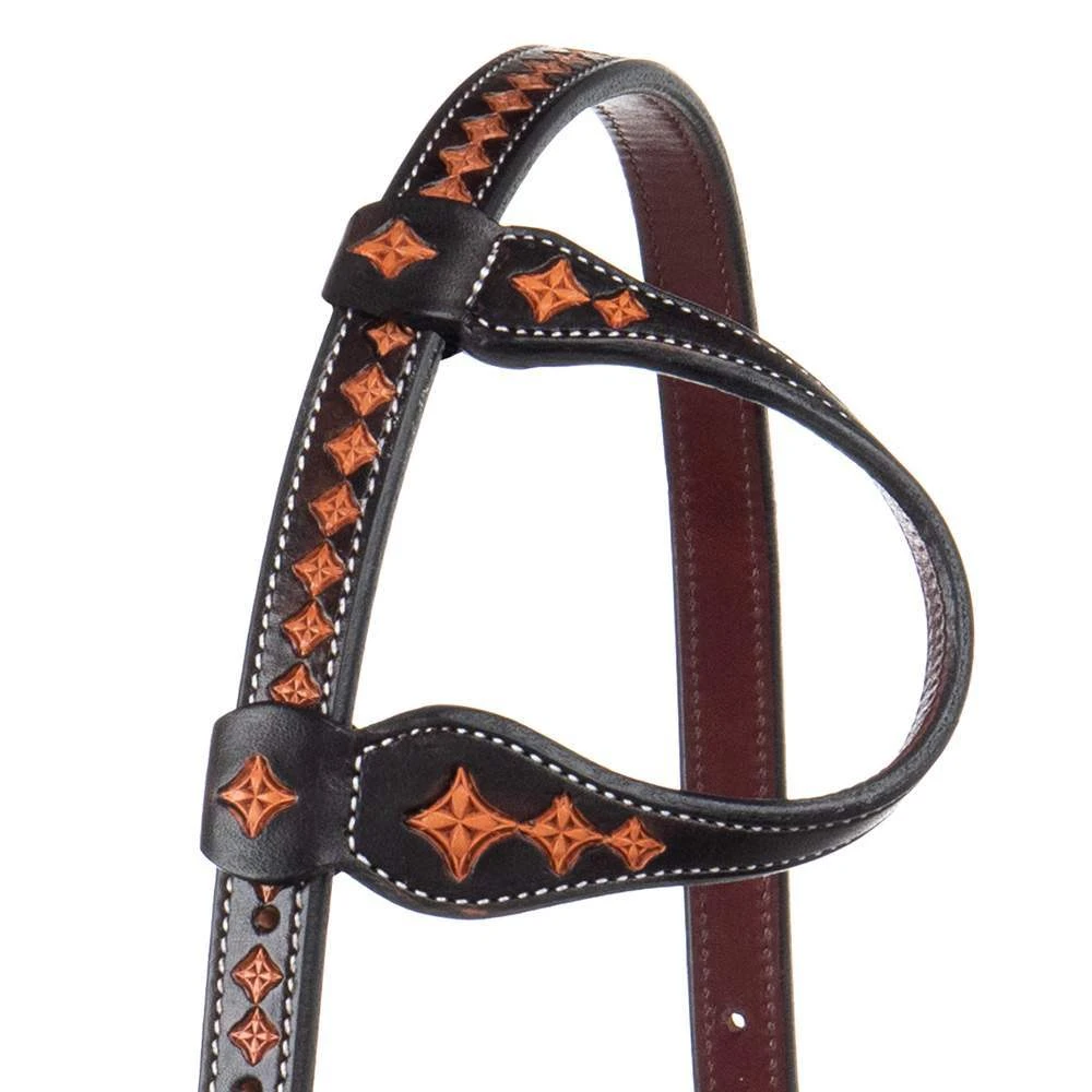 NRS Two Tone Diamond Slip Ear Headstall 2 NRS Two Tone Diamond Slip Ear Headstall - Image 2