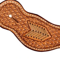 NRS Basket Stamped Spur Straps With Rawhide Inlay -Nrs SP774 2